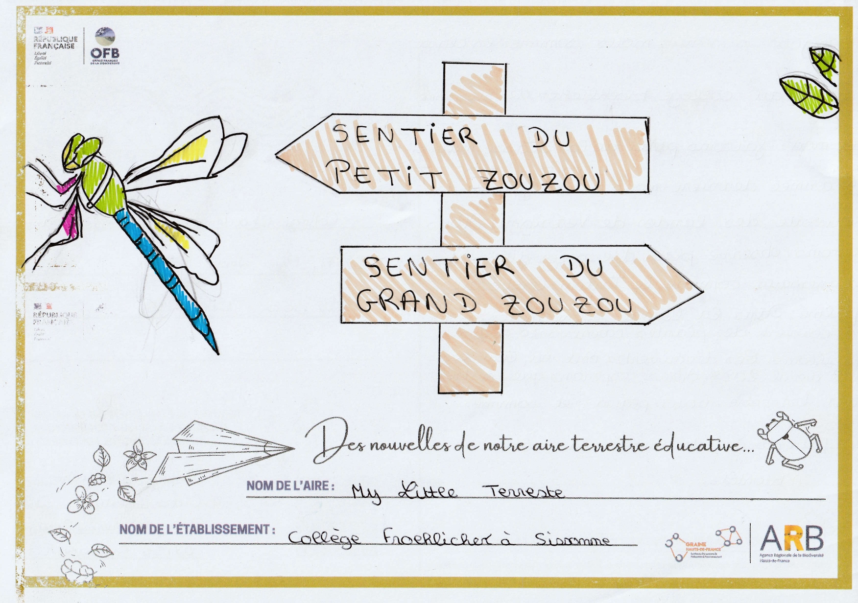 Carte postale AE collège Froehlicher Mme Thomassin - CEN n°1